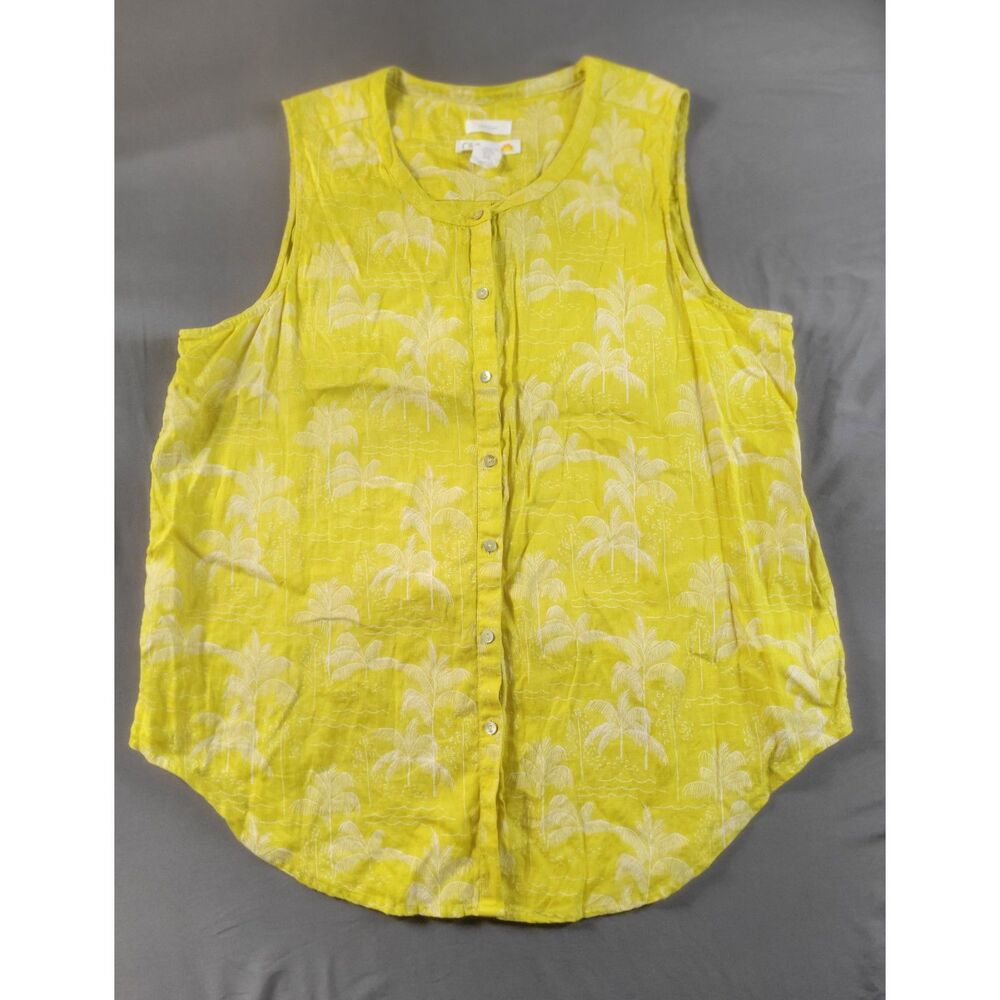 C&C California Linen Palm Tree Sleeveless Top XL